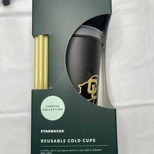 Starbucks Black and Gold Reusable Cold Cups